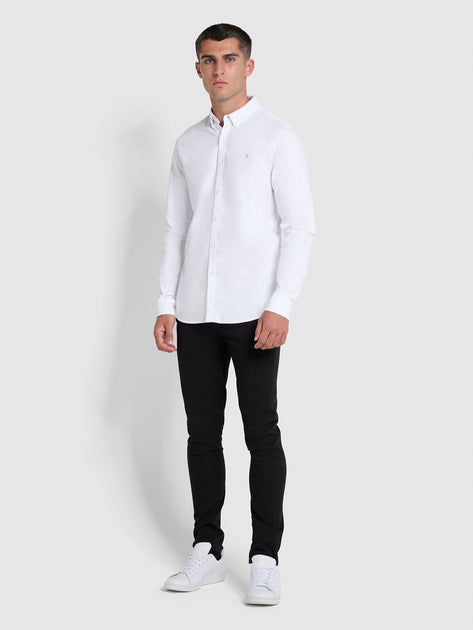 Great Plains Core Oxford Longline Cotton Shirt, White at John