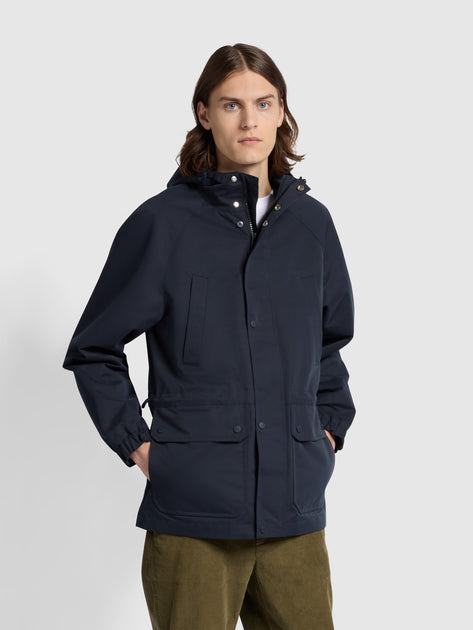 Men's Winter Cotton Peacoat, Reefer Jacket, Padded Canvas, Plain Navy Blue  - THE NAUTICAL COMPANY UK