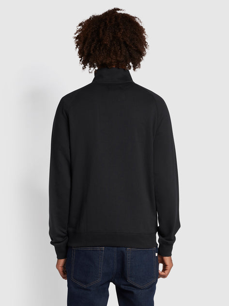 Jim Organic Cotton Quarter Zip Sweatshirt In Black Farah Online