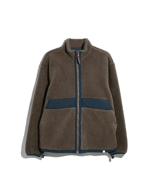 Elias Full Zip Fleece In Mushroom Grey