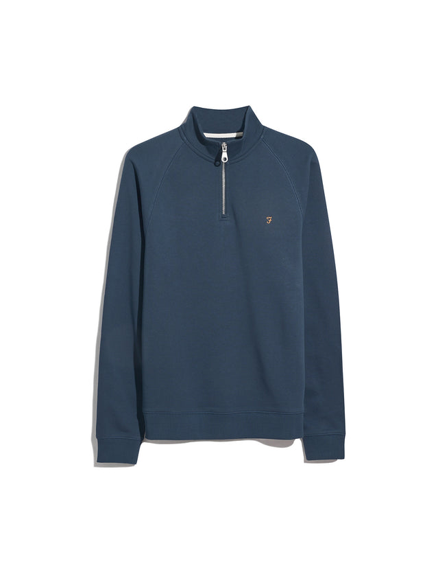 Jim Organic Cotton Quarter Zip Sweatshirt In Deep Blue