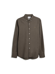 Brewer Slim Fit Organic Cotton Oxford Shirt In Mushroom Grey