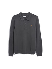 Hamlet Long Sleeve Knitted Polo In Charcoal