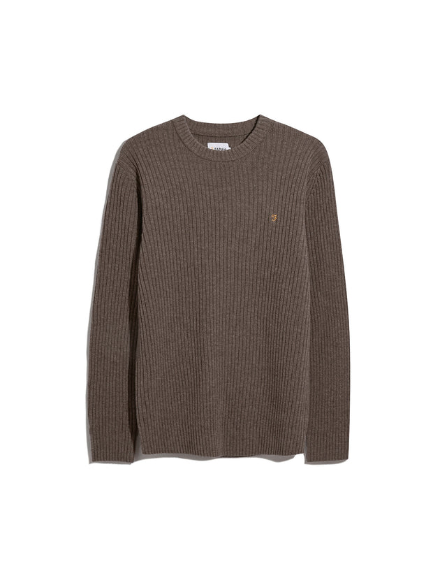 Halton Rib Sweater In Mushroom Grey