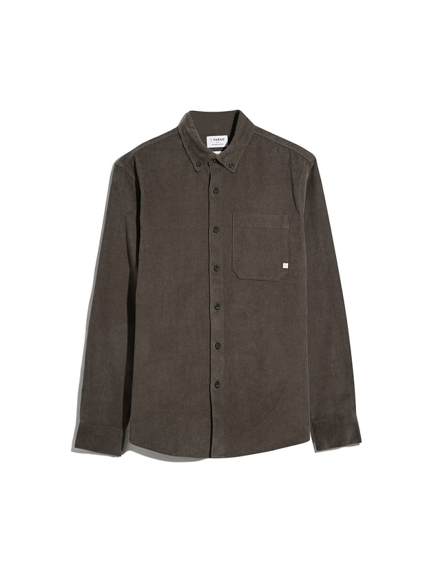 Spencer Casual Fit Corduroy Shirt In Mushroom Grey