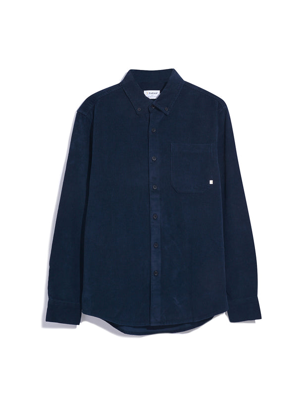 Spencer Casual Fit Corduroy Shirt In True Navy