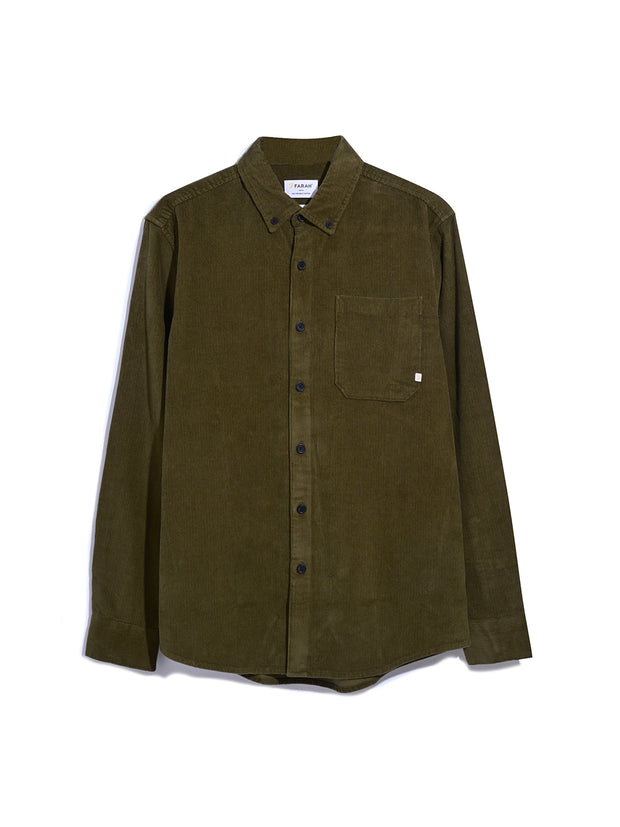 Spencer Casual Fit Corduroy Shirt In Green Khaki