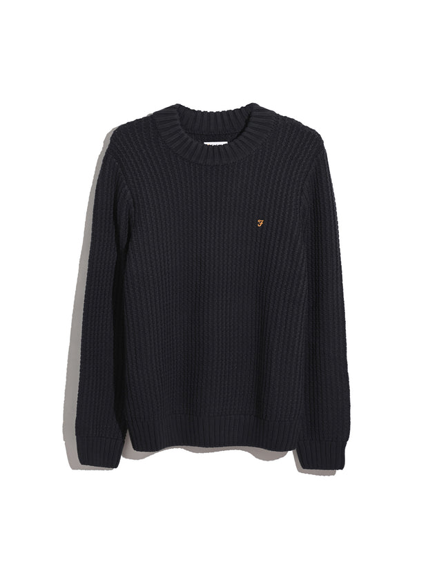 Burlington Fisherman Knit Sweater In True Navy