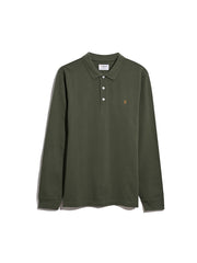 Blanes Organic Cotton Long Sleeve Polo Shirt In Rosemary