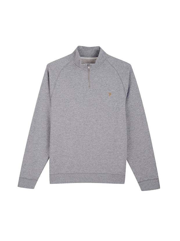 Jim Sweat-shirt à col zippé en coton biologique - Light Grey Marl