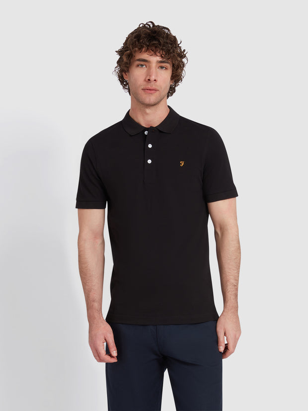 Blanes Polo ajustée en coton biologique - Black