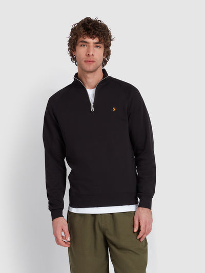 Jim Organic Cotton Quarter Zip Sweatshirt In Black