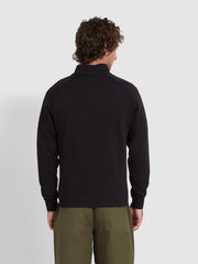 Jim Sweat-shirt à col zippé en coton biologique - Black