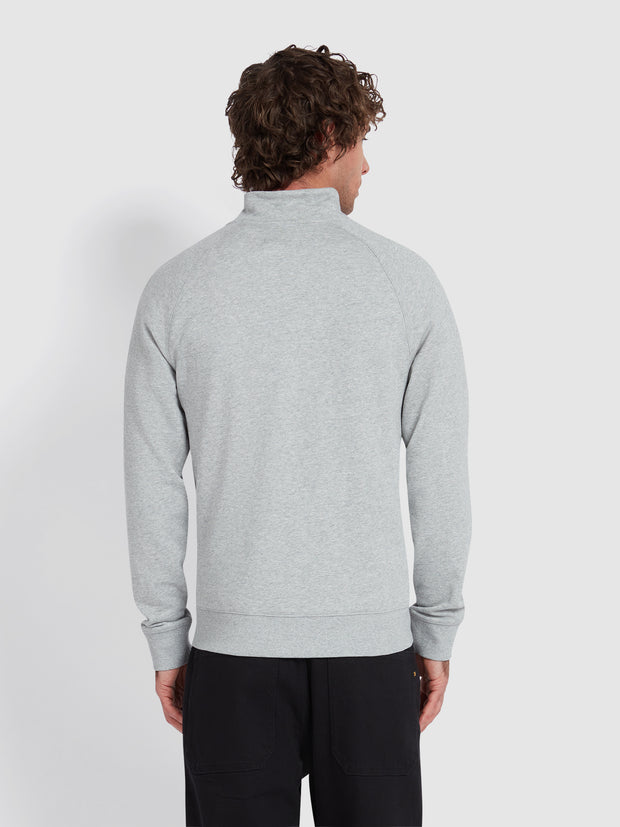 Jim Sweat-shirt à col zippé en coton biologique - Light Grey Marl