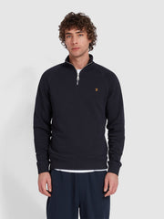 Jim Sweat-shirt à col zippé en coton biologique - True Navy