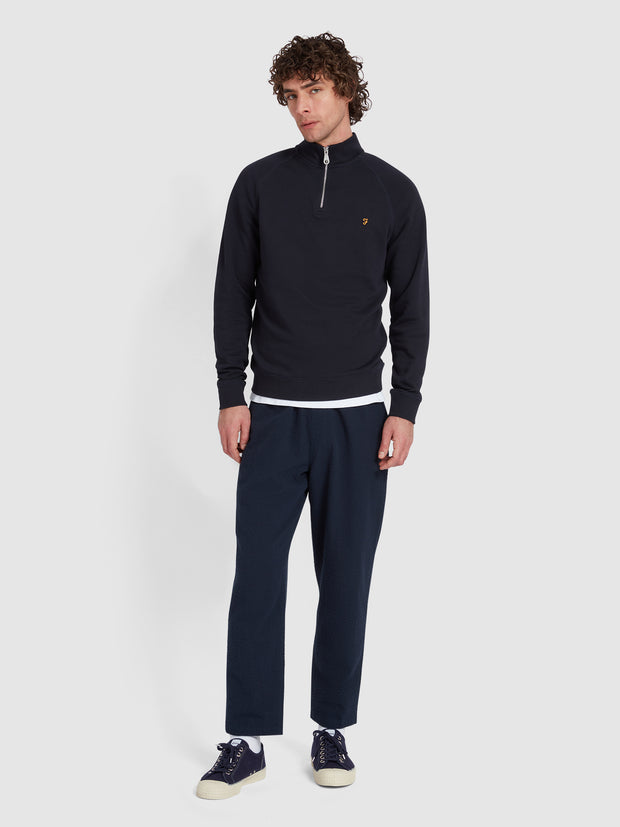 Jim Organic Cotton Quarter Zip Sweatshirt In True Navy