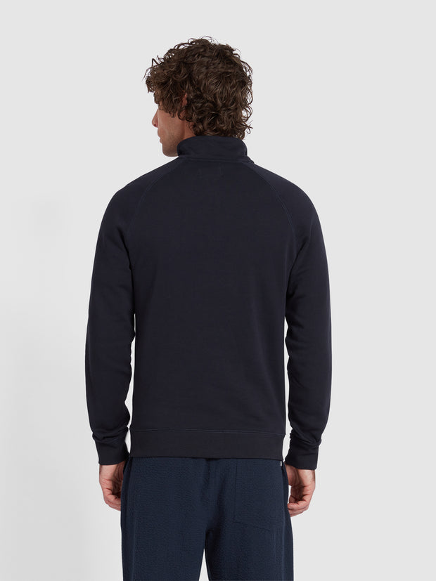 Jim Sweat-shirt à col zippé en coton biologique - True Navy