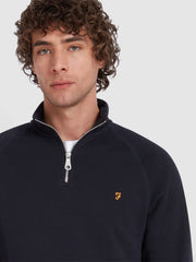 Jim Sweatshirt aus Bio-Baumwolle mit Viertelreißverschluss in True Navy