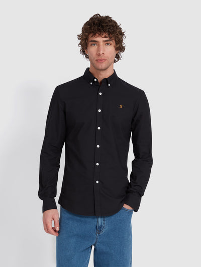 Brewer Chemise Oxford ajustée en coton biologique - Black