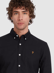 Brewer Slim Fit Organic Cotton Oxford Shirt In Black