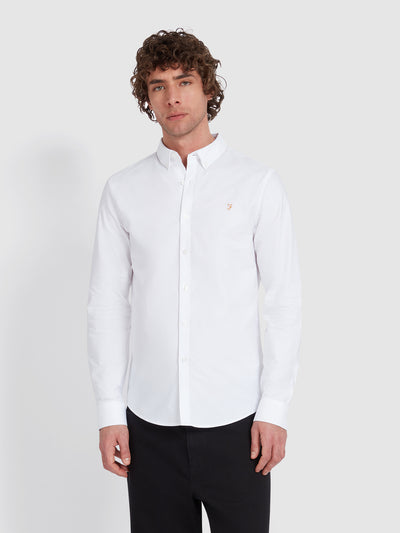 Brewer Slim Fit Organic Cotton Oxford Shirt In White