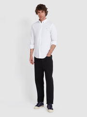 Brewer Slim Fit Organic Cotton Oxford Shirt In White