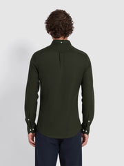 Brewer Slim Fit Organic Cotton Oxford Shirt In Evergreen