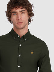 Brewer Slim Fit Organic Cotton Oxford Shirt In Evergreen