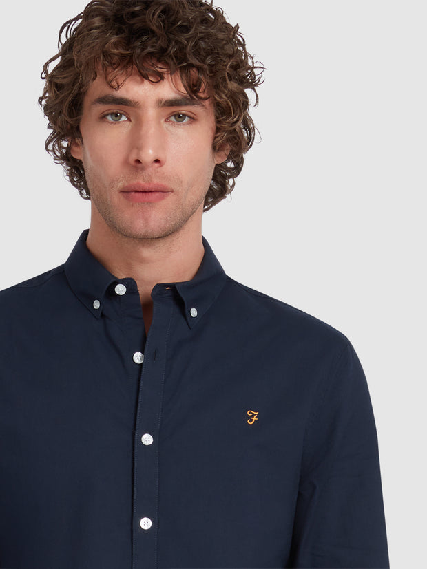 Brewer Chemise Oxford ajustée en coton biologique - Navy