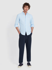 Brewer Slim Fit Organic Cotton Oxford Shirt In Sky Blue