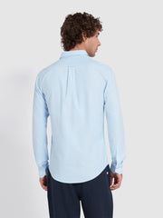 Brewer Slim Fit Organic Cotton Oxford Shirt In Sky Blue