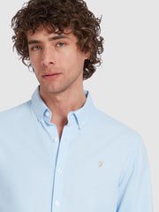 Brewer Slim Fit Organic Cotton Oxford Shirt In Sky Blue