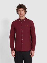 Brewer Slim Fit Organic Cotton Oxford Shirt In Bordeaux