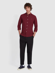 Brewer Slim Fit Organic Cotton Oxford Shirt In Bordeaux