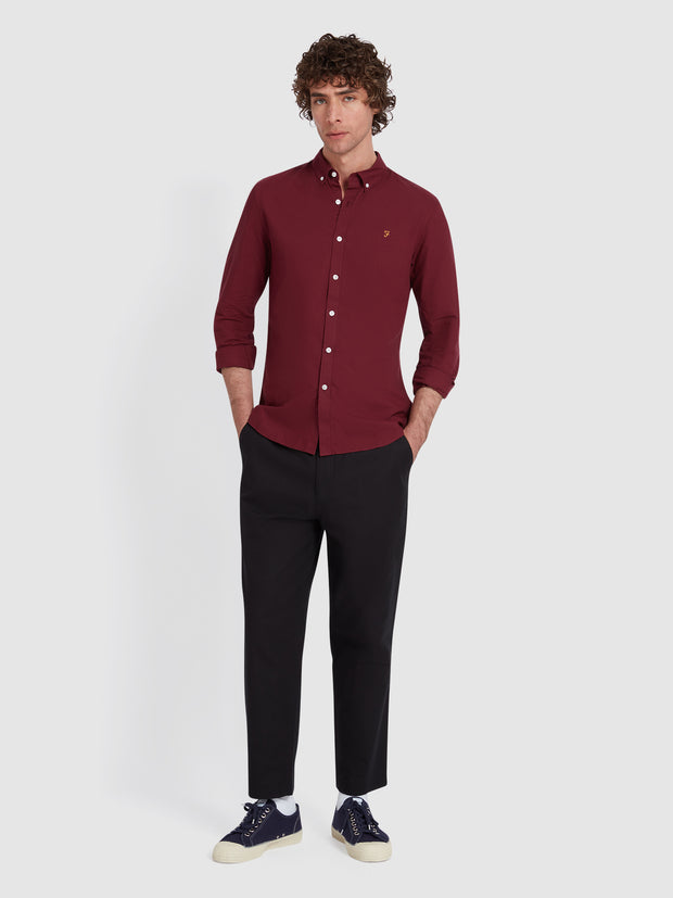 Brewer Chemise Oxford ajustée en coton biologique -  Bordeaux