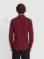 Brewer Slim Fit Organic Cotton Oxford Shirt In Bordeaux