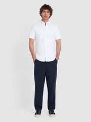 Brewer Chemise Oxford ajustée à manches courtes en coton biologique - White