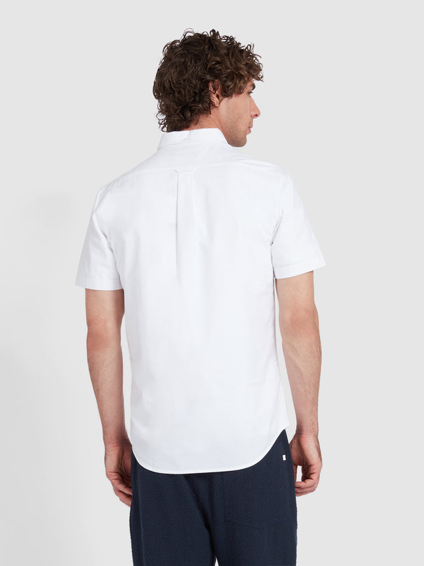 Brewer Chemise Oxford ajustée à manches courtes en coton biologique - White