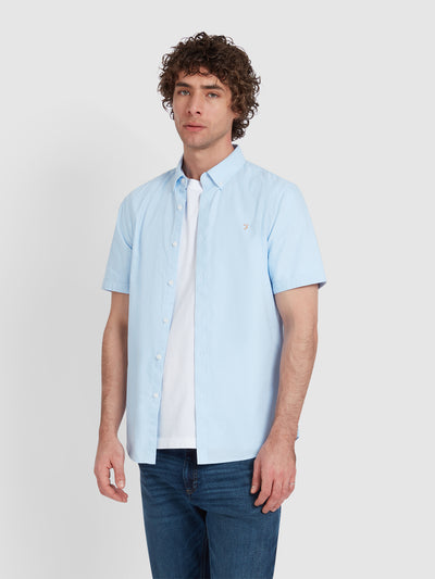 Brewer Chemise Oxford ajustée à manches courtes en coton biologique - Sky Blue