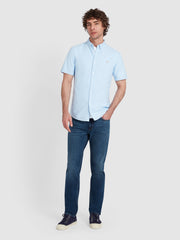 Brewer Short Sleeve Oxford Shirt In Sky Blue