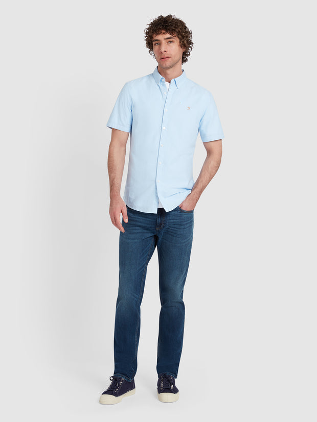 Brewer Chemise Oxford ajustée à manches courtes en coton biologique - Sky Blue