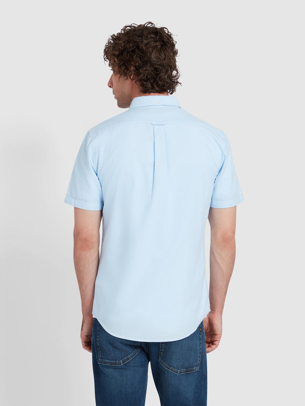 Brewer Chemise Oxford ajustée à manches courtes en coton biologique - Sky Blue