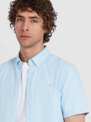 Brewer Chemise Oxford ajustée à manches courtes en coton biologique - Sky Blue