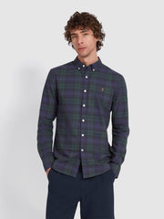 Brewer Slim Fit Check Organic Cotton Oxford Shirt In Woodland Pine