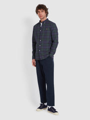 Brewer Slim Fit Check Organic Cotton Oxford Shirt In Woodland Pine