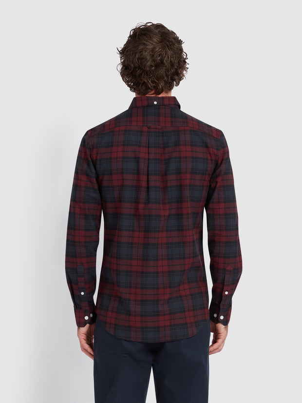 Brewer Slim Fit Check Organic Cotton Oxford Shirt In Farah Red