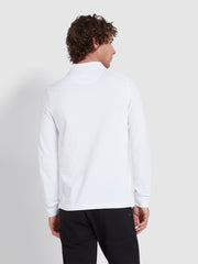 Blanes Organic Cotton Long Sleeve Polo Shirt In White