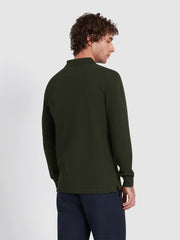 Blanes Organic Cotton Long Sleeve Polo Shirt In Evergreen