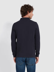 Blanes Organic Cotton Long Sleeve Polo Shirt In True Navy