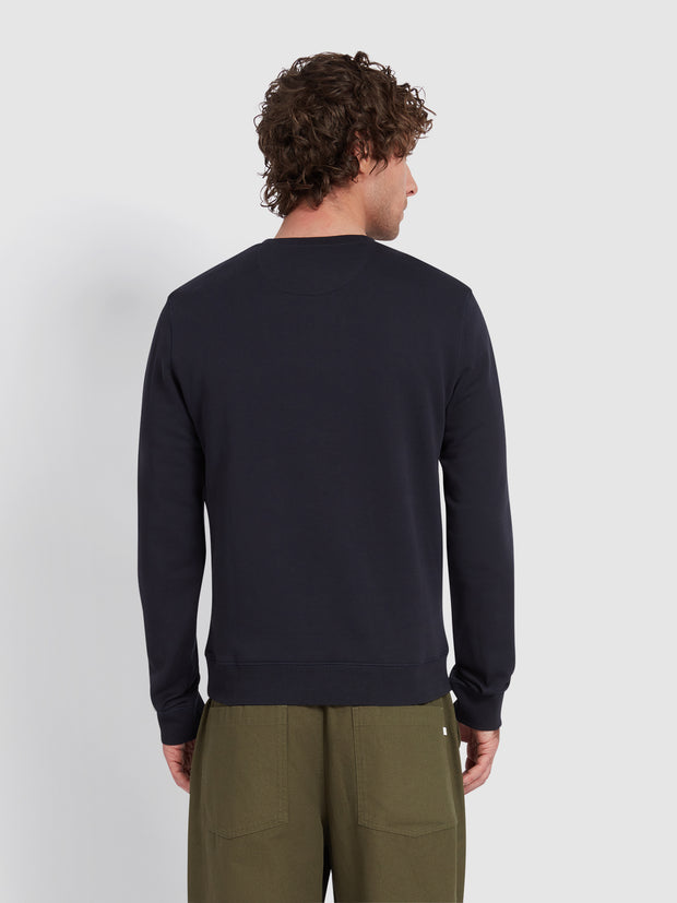 Tim Organic Cotton Crew Neck Sweatshirt In True Navy